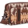 imageWrangler Crossbody Bag for Women Boho Aztec Small Multi Pocket Crossover PurseAngel Diamond Camel With Adjustable Strap