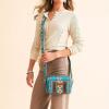 imageWrangler Crossbody Bag for Women Boho Aztec Small Multi Pocket Crossover PurseAngel Diamond Dark Turquoise With Adjustable Strap
