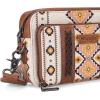 imageWrangler Crossbody Bag for Women Boho Aztec Small Multi Pocket Crossover PurseAngel Diamond White With Adjustable Strap