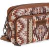 imageWrangler Crossbody Bag for Women Boho Aztec Small Multi Pocket Crossover PurseAngel Retro Brown