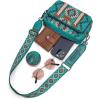 imageWrangler Crossbody Bag for Women Boho Aztec Small Multi Pocket Crossover PurseAngel Retro Dark Turquoise