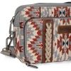 imageWrangler Crossbody Bag for Women Boho Aztec Small Multi Pocket Crossover PurseAngel Retro Grey