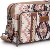 imageWrangler Crossbody Bag for Women Boho Aztec Small Multi Pocket Crossover PurseAngel Retro Khaki