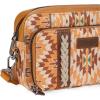 imageWrangler Crossbody Bag for Women Boho Aztec Small Multi Pocket Crossover PurseAngel Retro Yellow