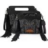 imageWrangler Crossbody Bags for Women Western Fringe Top Handle Handbags Embroidered Boot Scroll Crossbody BagAmediumblack