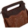 imageWrangler Crossbody Bags for Women Western Fringe Top Handle Handbags Embroidered Boot Scroll Crossbody BagAmediumbrown