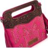 imageWrangler Crossbody Bags for Women Western Fringe Top Handle Handbags Embroidered Boot Scroll Crossbody BagAmediumhot Pink