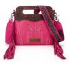imageWrangler Crossbody Bags for Women Western Fringe Top Handle Handbags Embroidered Boot Scroll Crossbody BagAmediumhot Pink