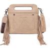 imageWrangler Crossbody Bags for Women Western Fringe Top Handle Handbags Embroidered Boot Scroll Crossbody BagAmediumtan