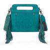 imageWrangler Crossbody Bags for Women Western Fringe Top Handle Handbags Embroidered Boot Scroll Crossbody BagAmediumturquoise