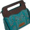 imageWrangler Crossbody Bags for Women Western Fringe Top Handle Handbags Embroidered Boot Scroll Crossbody BagAmediumturquoise