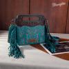 imageWrangler Crossbody Bags for Women Western Fringe Top Handle Handbags Embroidered Boot Scroll Crossbody BagAmediumturquoise