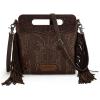 imageWrangler Crossbody Bags for Women Western Fringe Top Handle Handbags Embroidered Boot Scroll Crossbody BagBlargecoffee