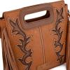 imageWrangler Crossbody Bags for Women Western Fringe Top Handle Handbags Embroidered Boot Scroll Crossbody BagEbrown