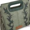 imageWrangler Crossbody Bags for Women Western Fringe Top Handle Handbags Embroidered Boot Scroll Crossbody BagEgreen