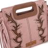 imageWrangler Crossbody Bags for Women Western Fringe Top Handle Handbags Embroidered Boot Scroll Crossbody BagEpink