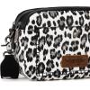 imageWrangler Crossbody Purses for Women Trendy Camera Snapshot Bag with Wide StrapDouble Layer Leopard Black