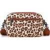 imageWrangler Crossbody Purses for Women Trendy Camera Snapshot Bag with Wide StrapDouble Layer Leopard Brown