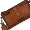 imageWrangler Distressed Crossbody Purses for Women Multifunction Card Holder Wallet Small Purse with Double ZipperAngle Light Brown