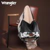 imageWrangler Hobo Bags for Women Vegan Leather Top Handle Shoulder Purses and HandbagsCow Print Black