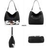 imageWrangler Hobo Bags for Women Vegan Leather Top Handle Shoulder Purses and HandbagsCow Print Black