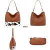 imageWrangler Hobo Bags for Women Vegan Leather Top Handle Shoulder Purses and HandbagsCow Print Brown