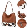 imageWrangler Hobo Bags for Women Vegan Leather Top Handle Shoulder Purses and HandbagsCow Print Brown