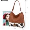 imageWrangler Hobo Bags for Women Vegan Leather Top Handle Shoulder Purses and HandbagsCow Print Brown