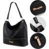 imageWrangler Hobo Bags for Women Vegan Leather Top Handle Shoulder Purses and HandbagsSolid Black