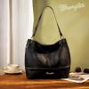 imageWrangler Hobo Bags for Women Vegan Leather Top Handle Shoulder Purses and HandbagsSolid Black