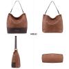 imageWrangler Hobo Bags for Women Vegan Leather Top Handle Shoulder Purses and HandbagsTwo Tone Brown
