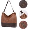 imageWrangler Hobo Bags for Women Vegan Leather Top Handle Shoulder Purses and HandbagsTwo Tone Brown