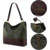 imageWrangler Hobo Bags for Women Vegan Leather Top Handle Shoulder Purses and HandbagsTwo Tone Dark Green