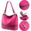 imageWrangler Hobo Bags for Women Vegan Leather Top Handle Shoulder Purses and HandbagsWith Strap Distressedhot Pink