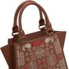 imageWrangler Small Tote Purse Cute Womens Handbags Western Paisley Print Satchel BagsPaisleybrown