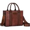 imageWrangler Tote Bags for Women Tophandle Handbags and Purse for Women with Adjustable StrapB Crocodile Pattern Brown