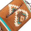 imageWrangler Western Aztec Small Crossbody Bags for Women Multi Pocket Over Shoulder Crossbody Purse with Guitar StrapBrown