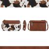 imageWrangler Western Cowhide Crossbody Bags for Women Clutch Wristlet PurseCowprint Brown