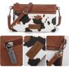 imageWrangler Western Cowhide Crossbody Bags for Women Clutch Wristlet PurseCowprint Brown