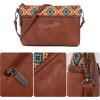 imageWrangler Western Cowhide Crossbody Bags for Women Clutch Wristlet PurseEmbroideredbrown