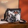 imageWrangler Western Horsehair Wristlet Clutch Purse Vintage HairOn Cowhide Crossbody Bag for WomenBlack