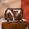 imageWrangler Western Horsehair Wristlet Clutch Purse Vintage HairOn Cowhide Crossbody Bag for WomenCoffee
