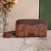 imageWrangler Wristlet Wallets Western Wallet for Women Floral Tooled Womens Wallet Boot Stitch PursesAtoolingbrown