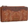 imageWrangler Wristlet Wallets Western Wallet for Women Floral Tooled Womens Wallet Boot Stitch PursesBbootbrown