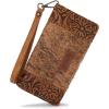 imageWrangler Wristlet Wallets Western Wallet for Women Floral Tooled Womens Wallet Boot Stitch PursesChorsehairbrown