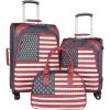 imageMontana West Western American Flag Luggage 3 Piece Sets Suitcase Crystal Studs Vegan Leather Spinner Wheels Carry On Duffle Bag for Travel Navy MBBUS04L123NY