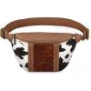 imageMontana West Western Cow Print Fanny Packs for Women Men Western Tooled Whipstitch Waist Belt Bag MW1318194BR