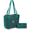 imageMontana West Western Tooling Tote Bag with Wallet Set for Women Vintage Studded Top Handle Shoulder HandbagFloral Turquoise