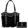 imageMontana West Western Tote Bag for Women Fringe Collection Handbag Boho Aztec HandbagsA Black