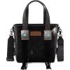 imageMontana West X Wrangler Cowhide Tote Bag for Women Western Tooling Handbag Leather Fringing With Turquoise Stone ConchoBlack